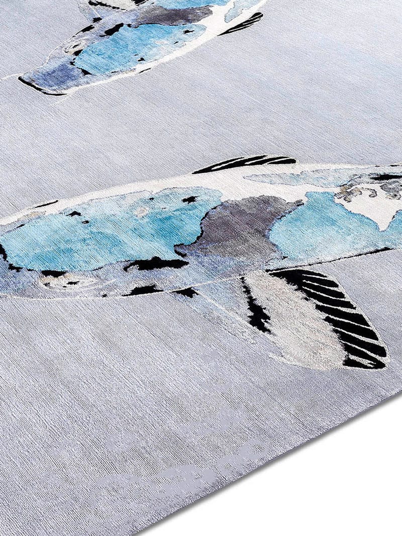 Blue Mix handgemaakt luxe vloerkleed
