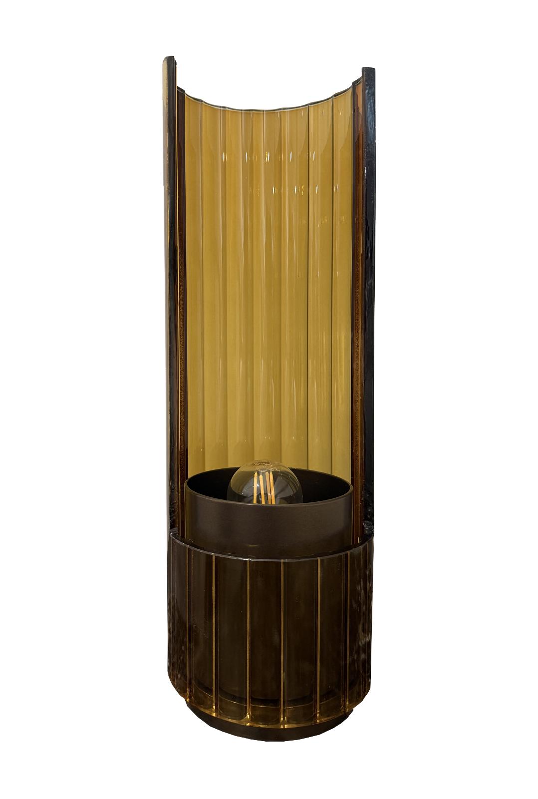 Bon Ton amberkleurige glazen tafellamp