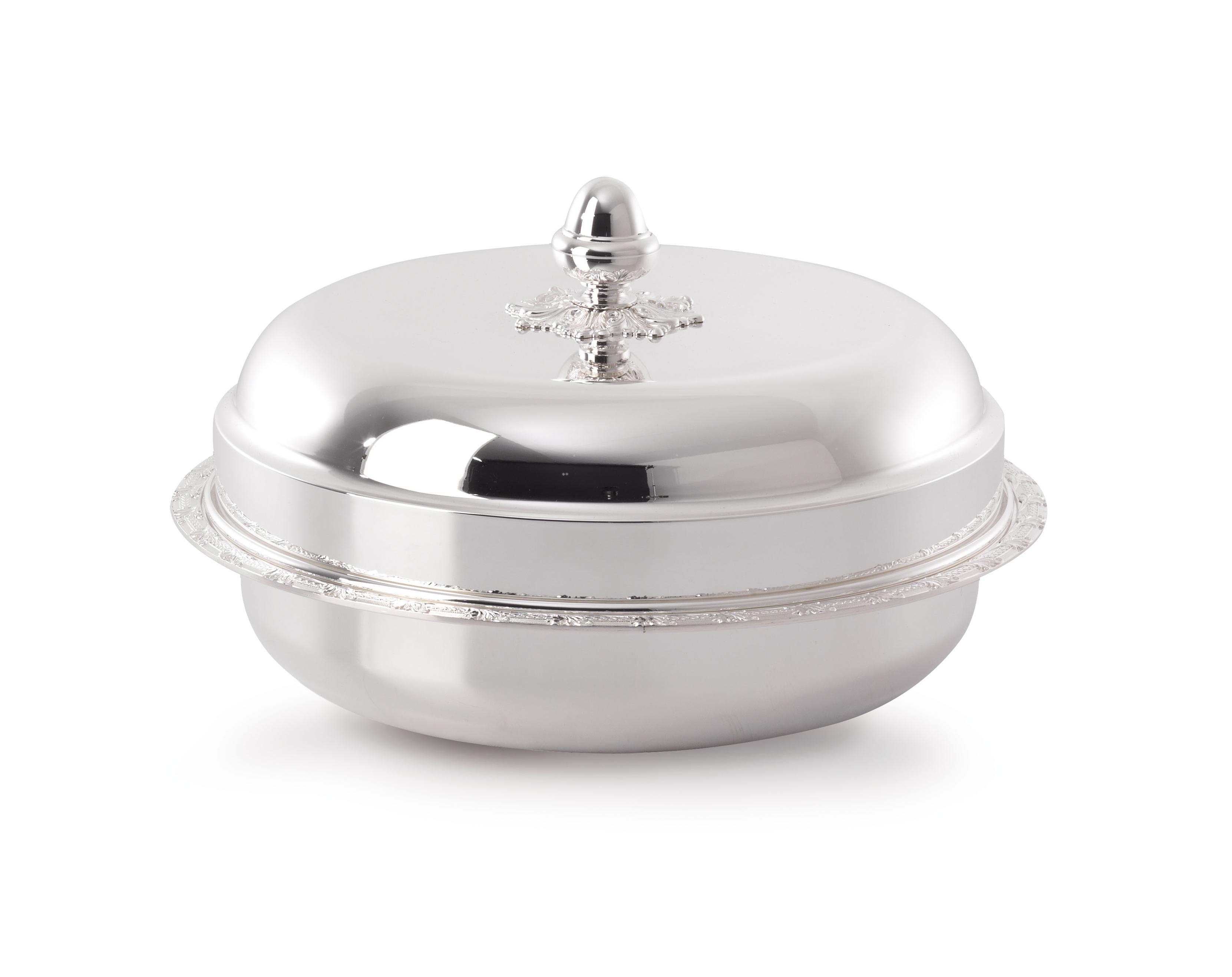 Légumier rond en argent avec porcelaine et couvercle | Dimensions: Ø 35 cm Légumier rond en argent avec porcelaine et couvercle | Dimensions: Ø 35 cm