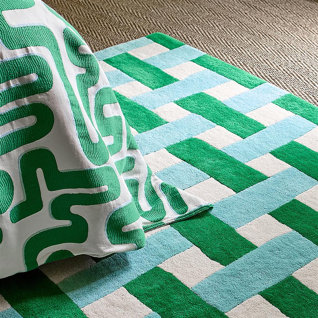 Tapis Basket Weave émeraude/aigue-marine | Taille: 140 × 200 cm