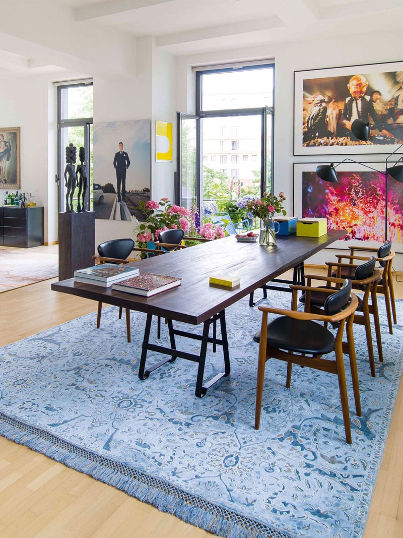 Teheran Blue handgemaakt luxe vloerkleed | Maat: 183 × 274 cm