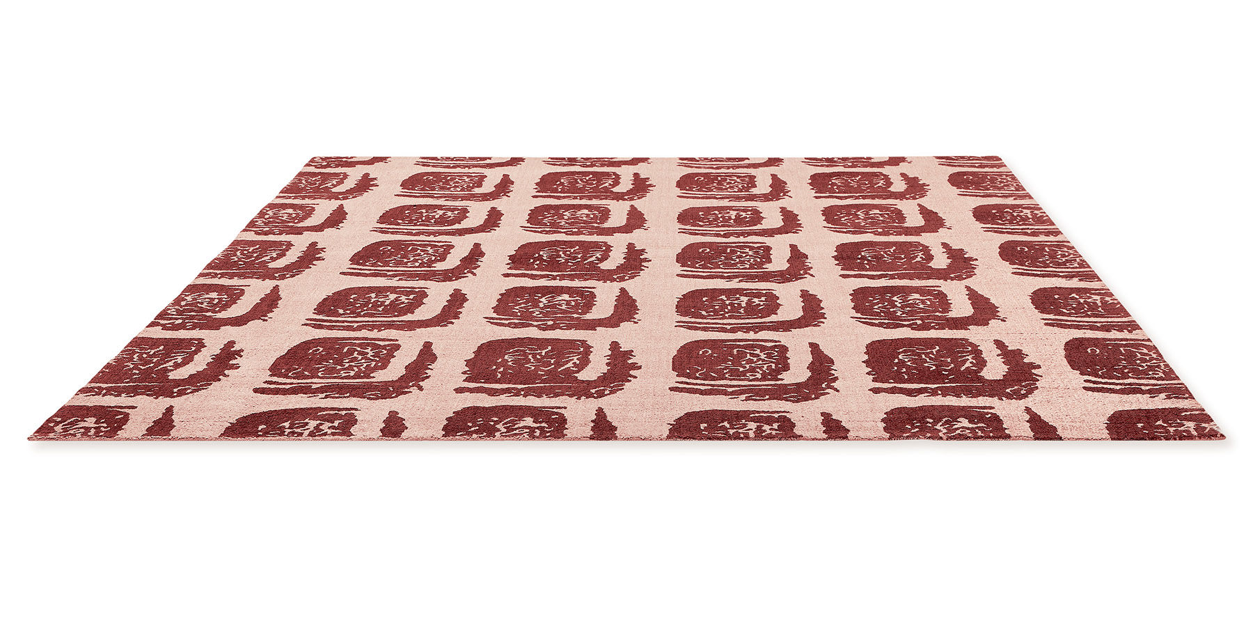 Woodblock rood tapijt | Maat: 250 × 350 cm