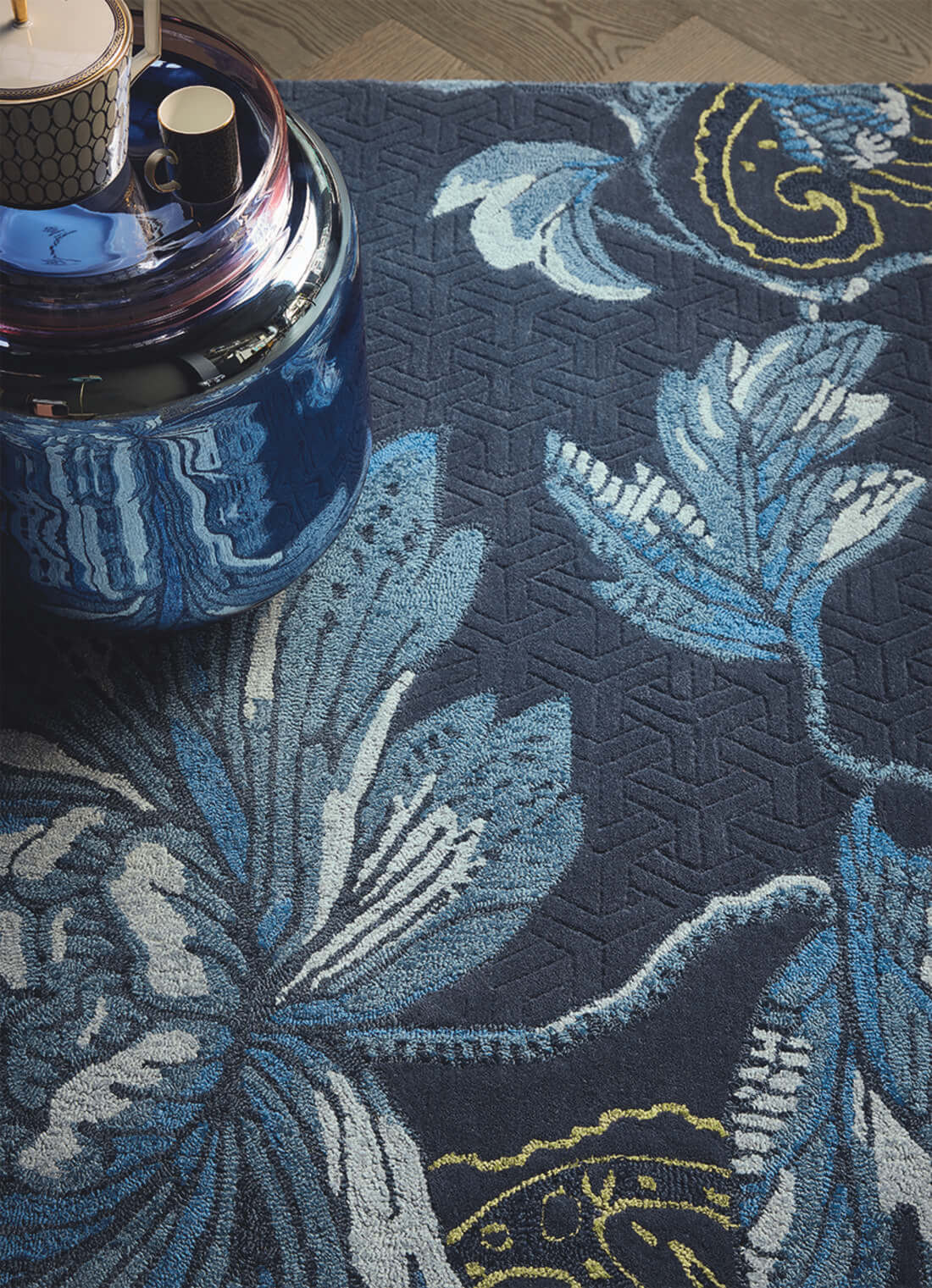 Fable Floral blauw vloerkleed | Maat: 200 × 280 cm