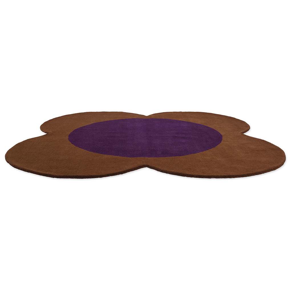 Tapis en laine designer Flower Spot châtaigne/violet