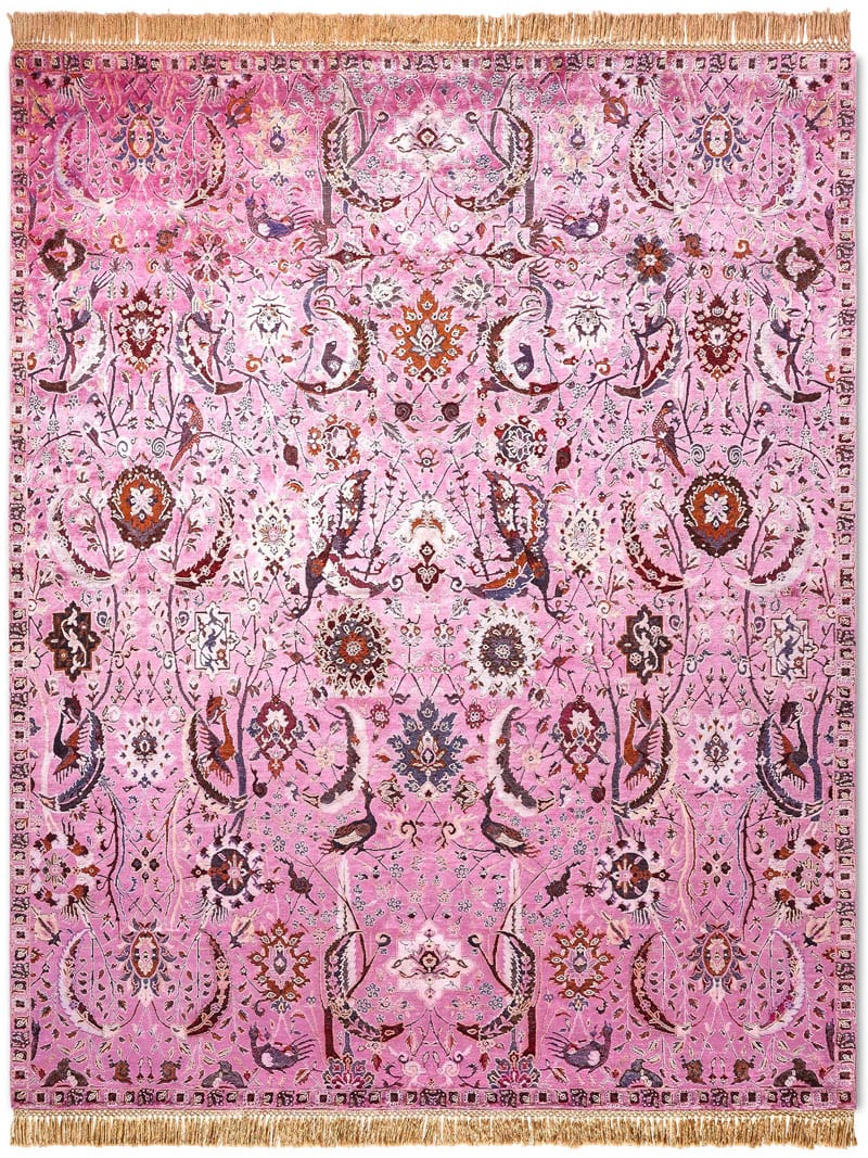 Tapis de luxe fait main Kerman rose