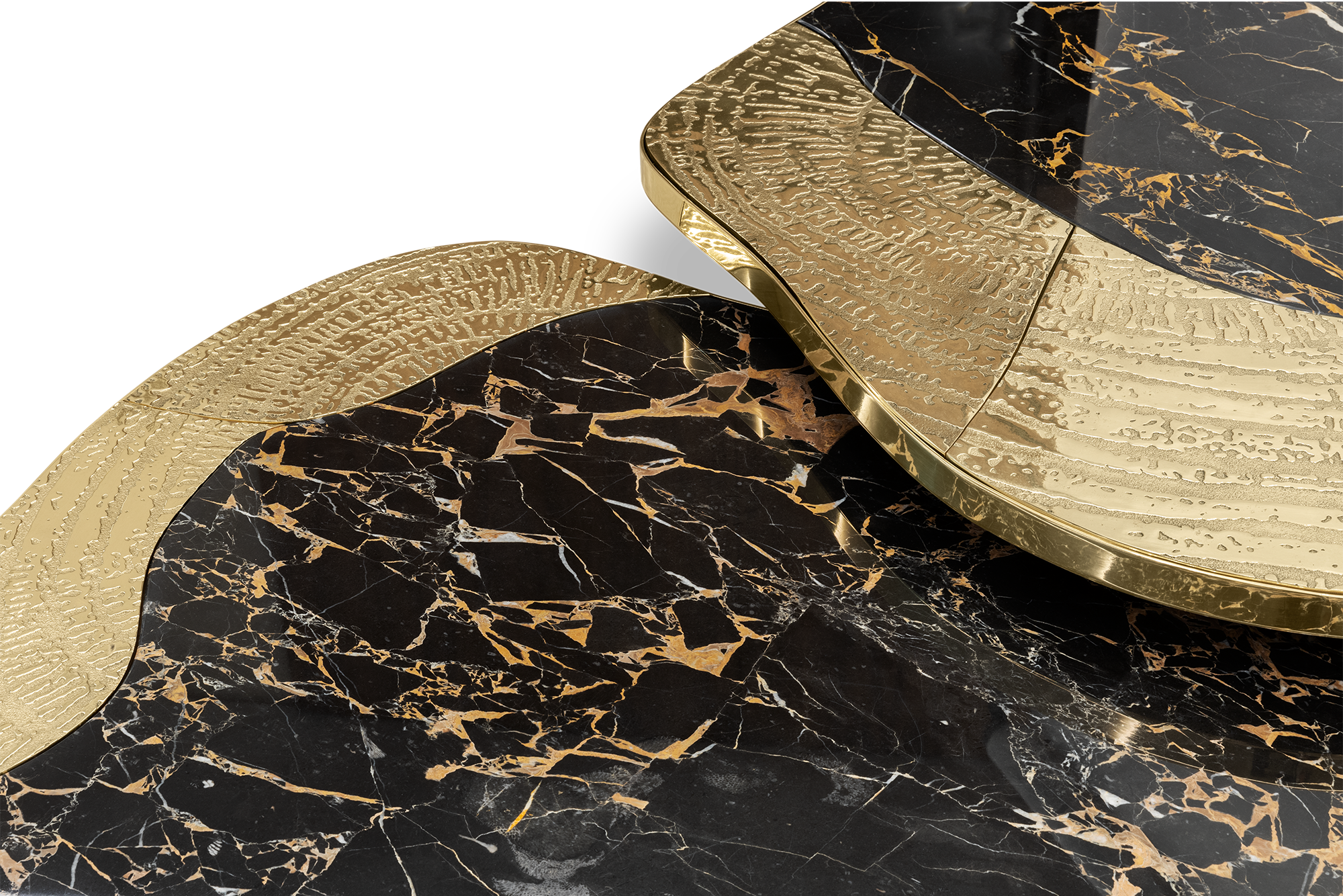Ensemble de tables Athena marbre Portoro & or