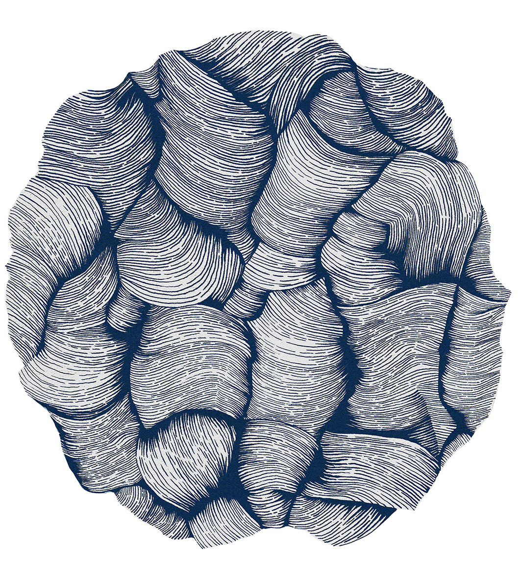 Tapis rond design bleu | Taille: Ø 300 cm
