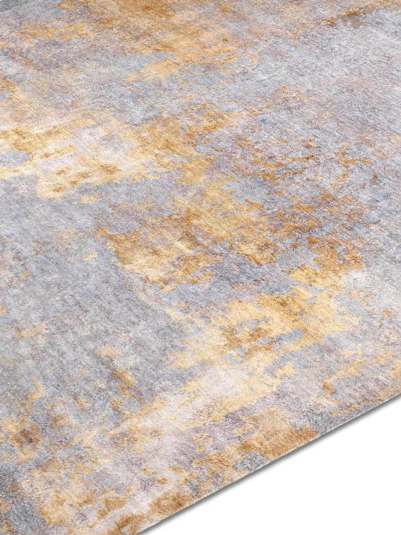Tapis de luxe noué à la main Stereo gris et or
