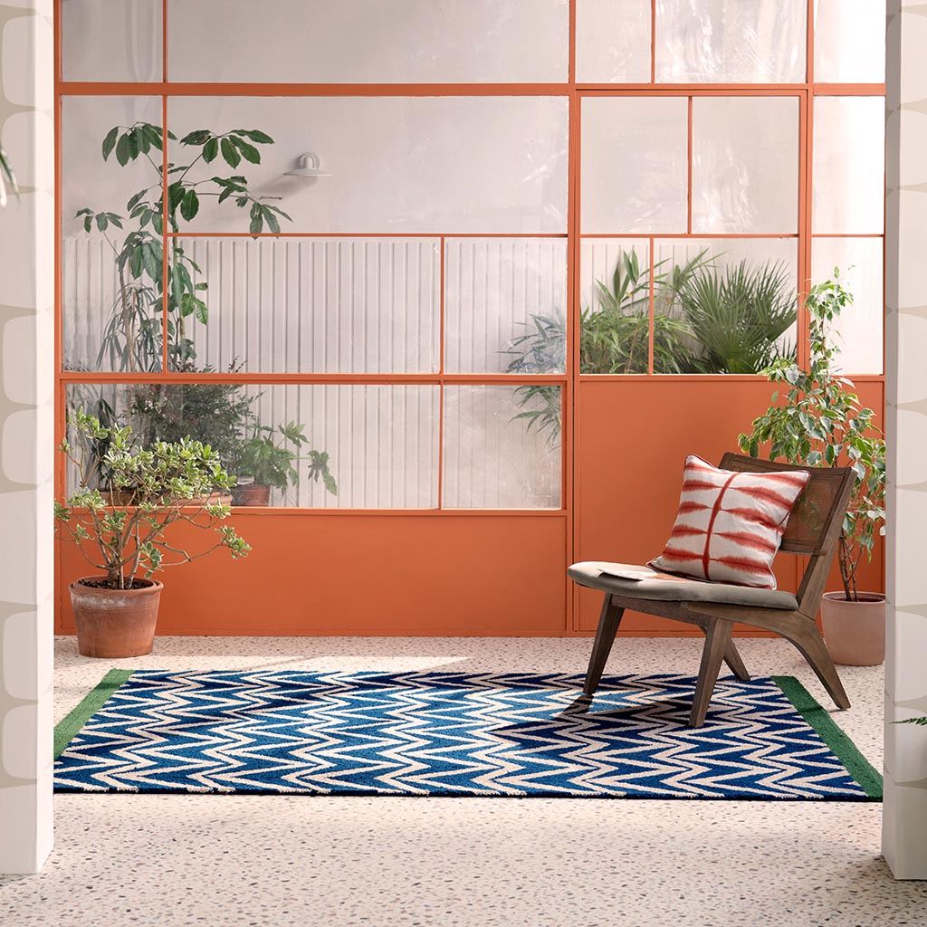 Dhurrie blauw outdoor vloerkleed