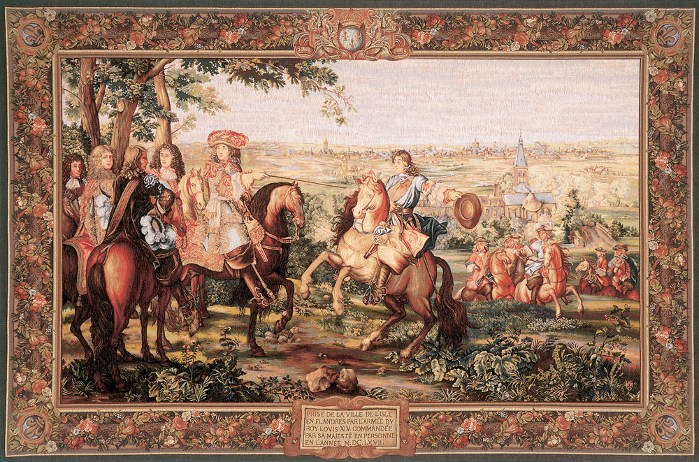 De verovering van Lille ornamenten wandtapijt | Maat: 110 × 150 cm De verovering van Lille ornamenten wandtapijt | Maat: 110 × 150 cm