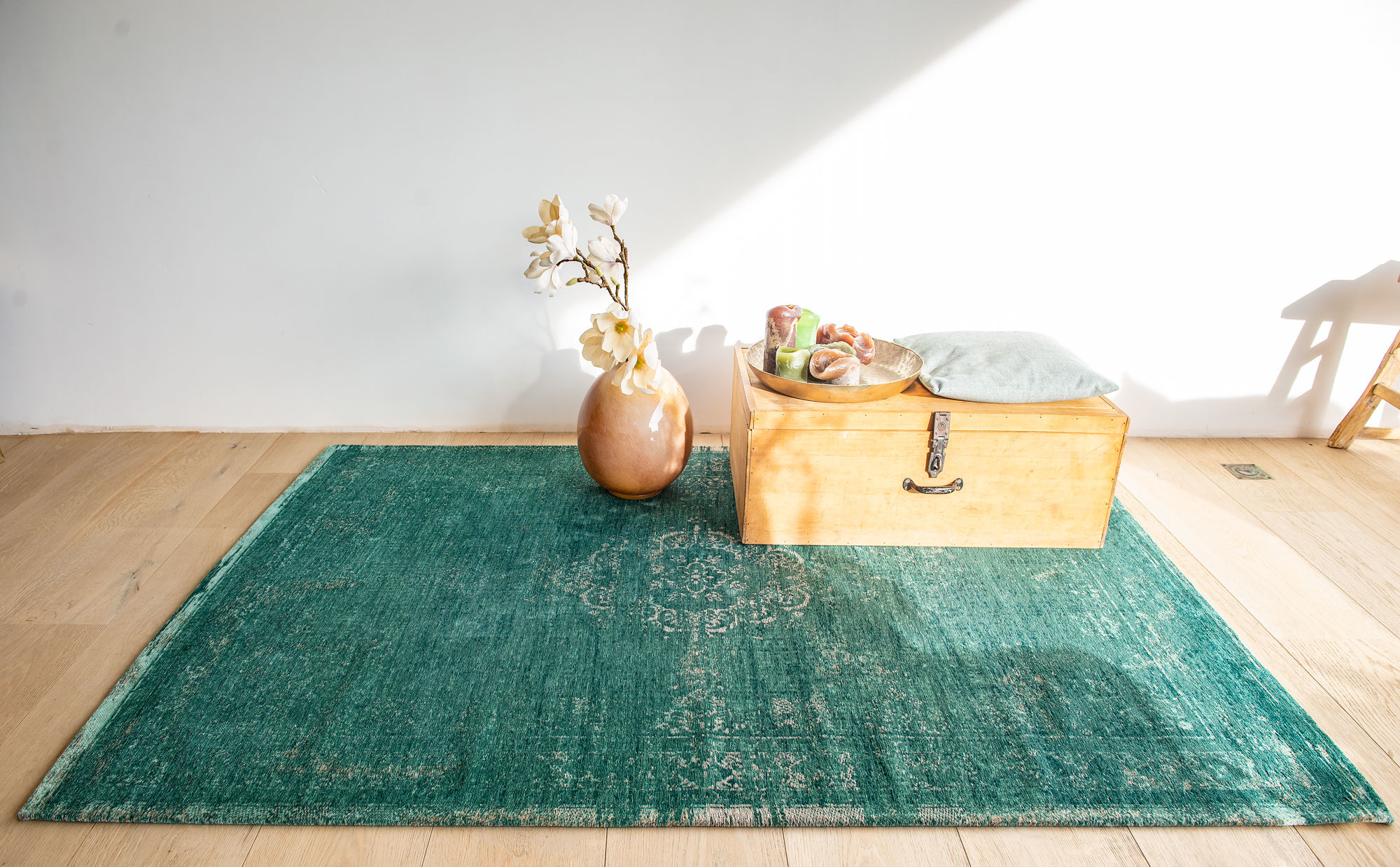 Vintage Style mineraal zwart vloerkleed