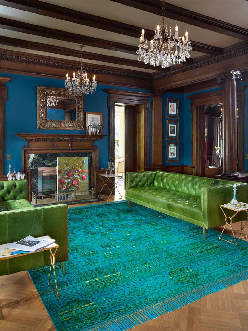 Electric Blue groen luxe vloerkleed