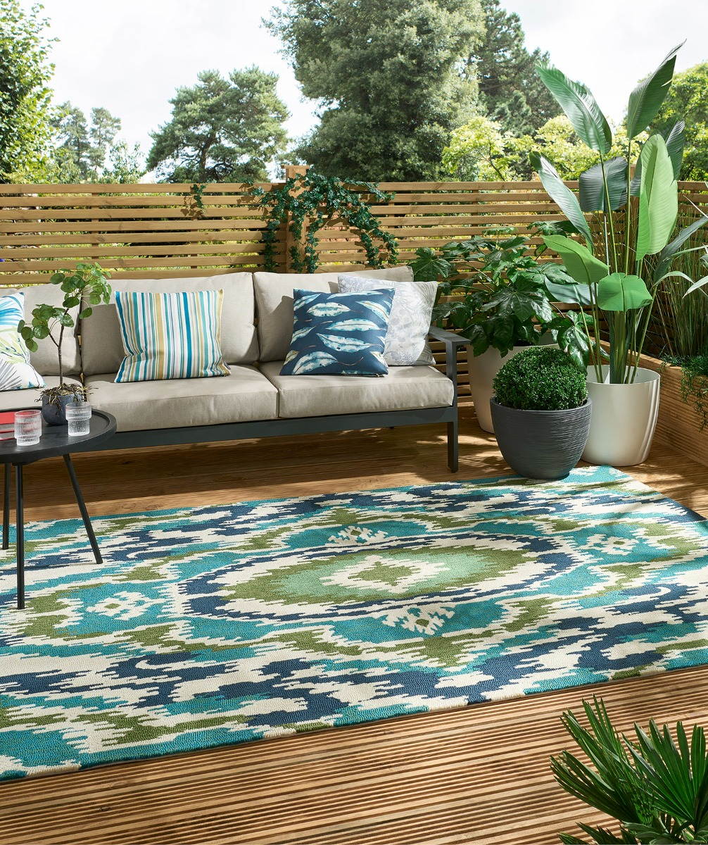 Tapis d’extérieur Ixora Emera/Palm/Chartr | Taille: 160 × 230 cm