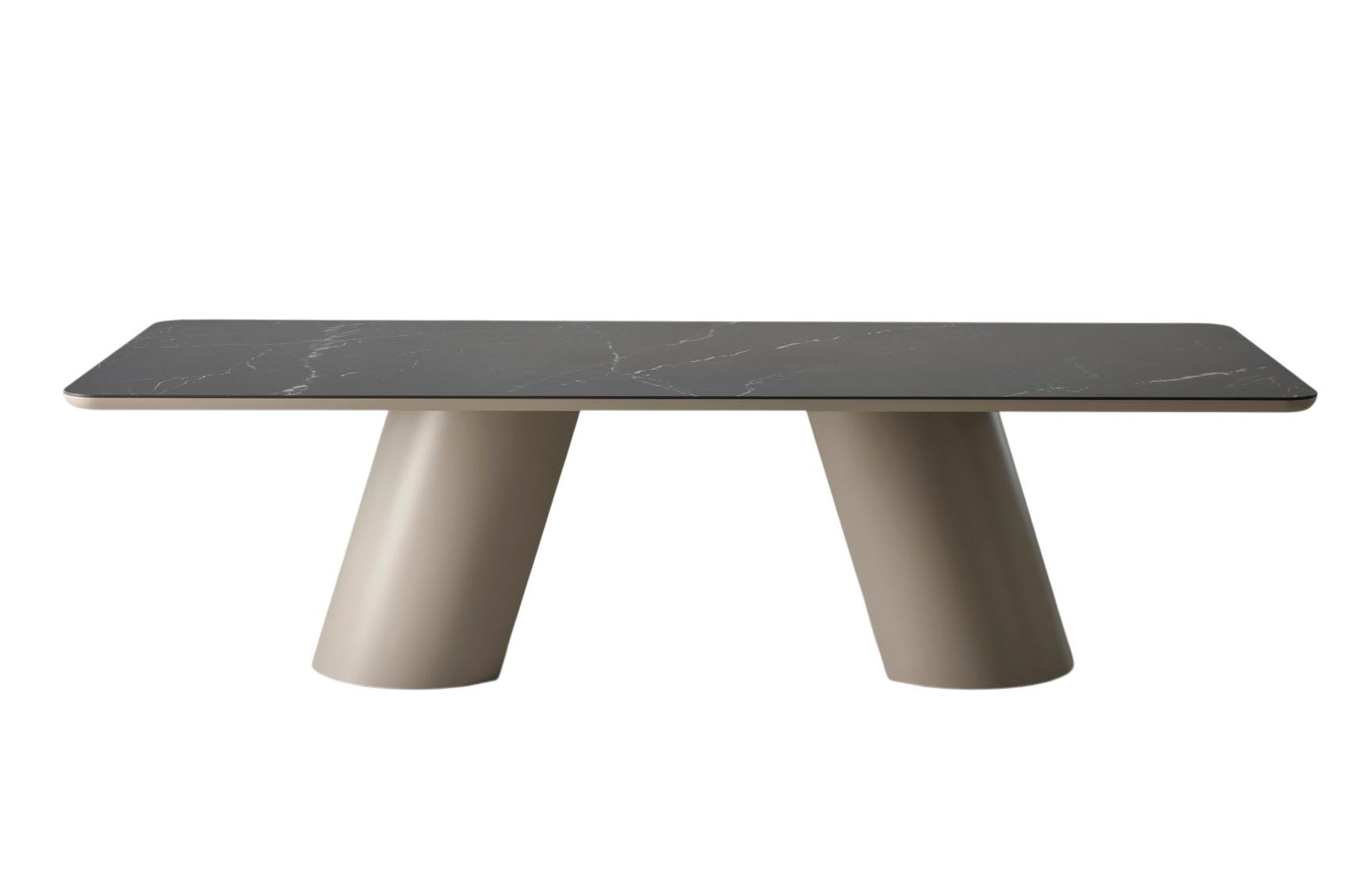Table de salle à manger Altea avec plateau en céramique noire