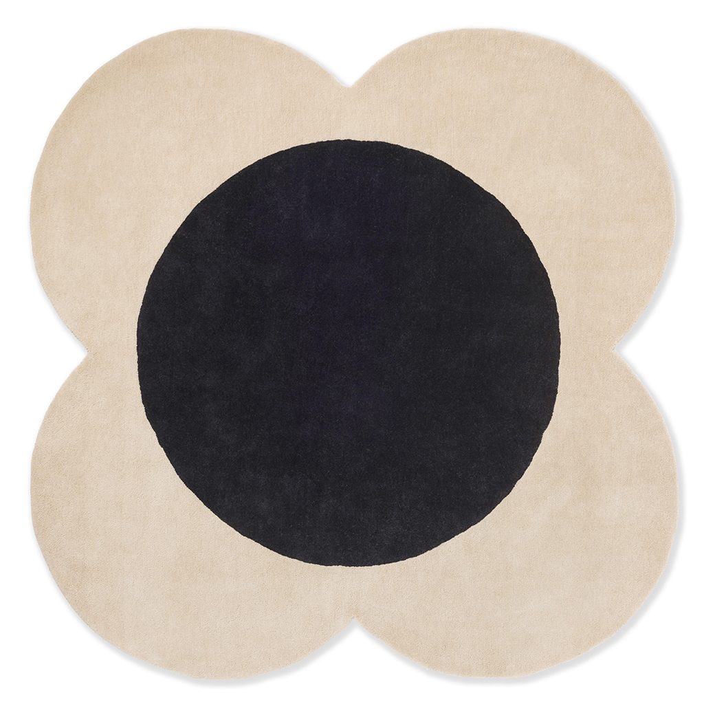 Tapis en laine designer Flower Spot écru/noir | Taille: Ø 150 cm
