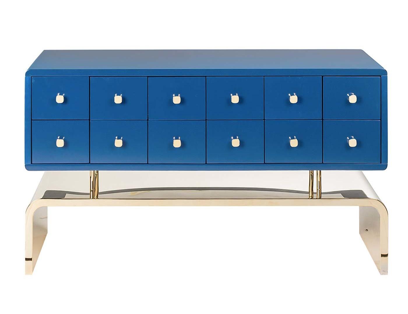 Auspicious blauw gestoffeerd dressoir