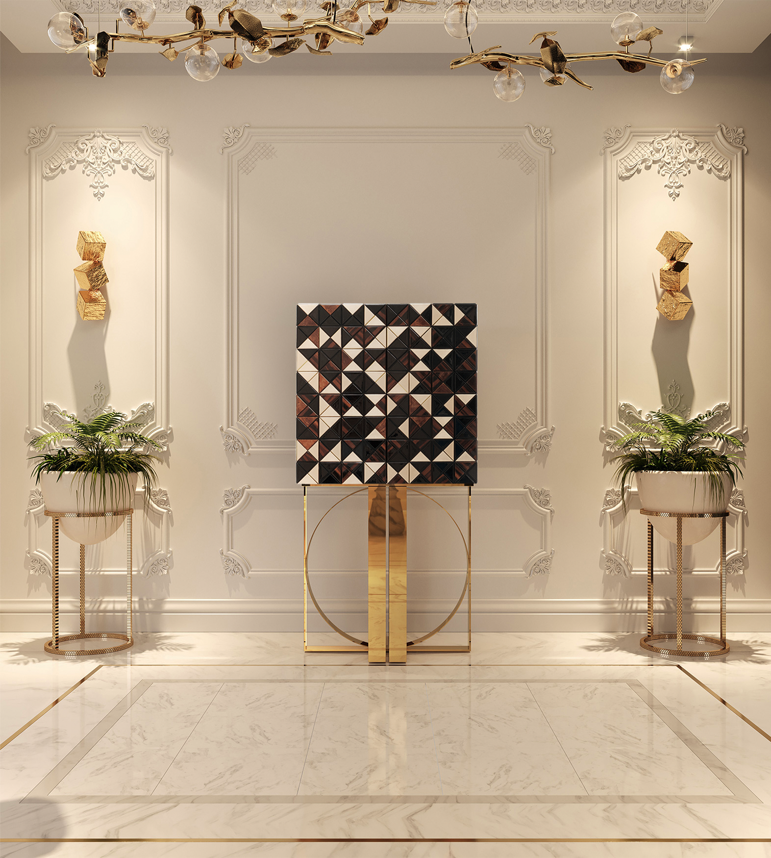Mosaic walnoot kast