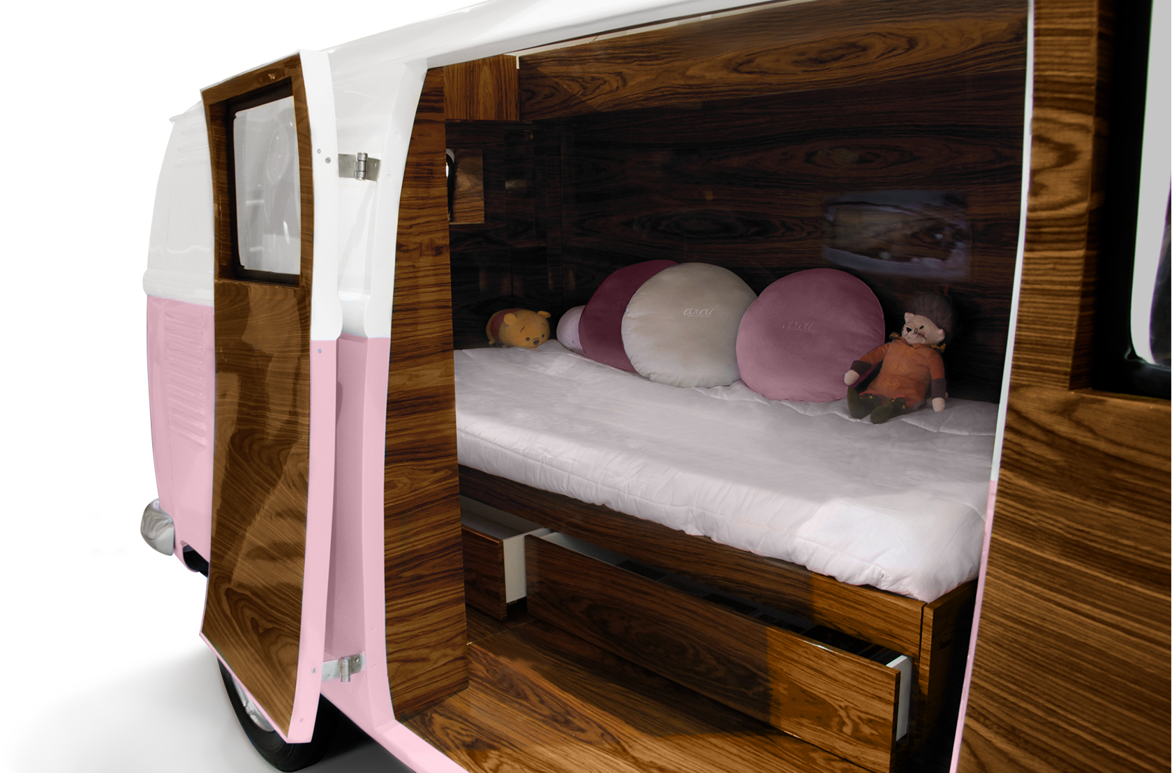 Ensemble de lit caravane Voyageur rose