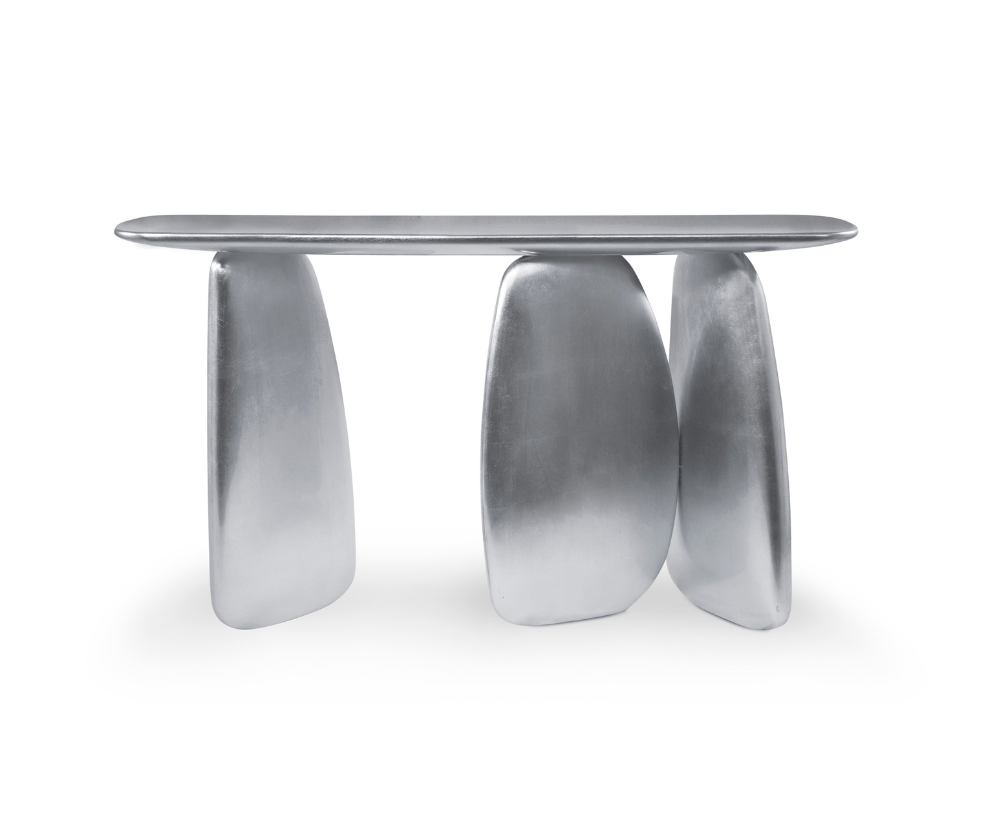 Sculpturale zilveren console