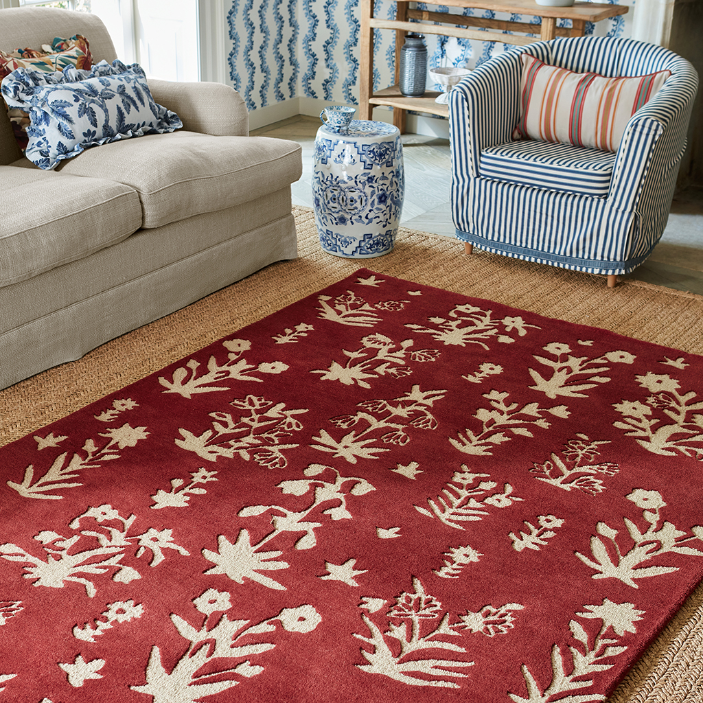 Woodland Glade pruimrood vloerkleed | Maat: 250 × 350 cm