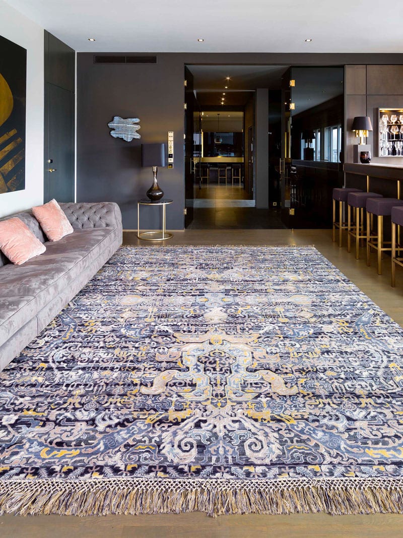 Balouch blauw luxe handgeknoopt vloerkleed