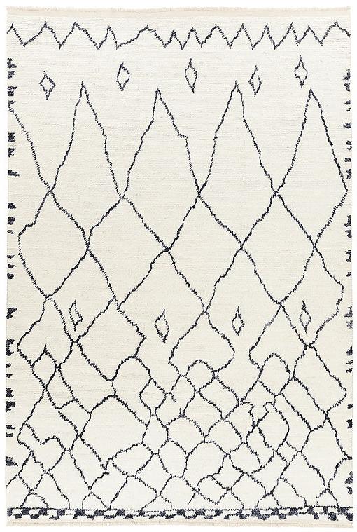 Tapis berbère blanc à poils longs