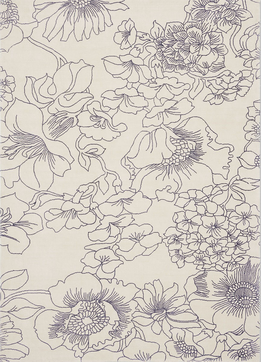 Tapis Linear Floral bleu | Taille: 250 × 350 cm
