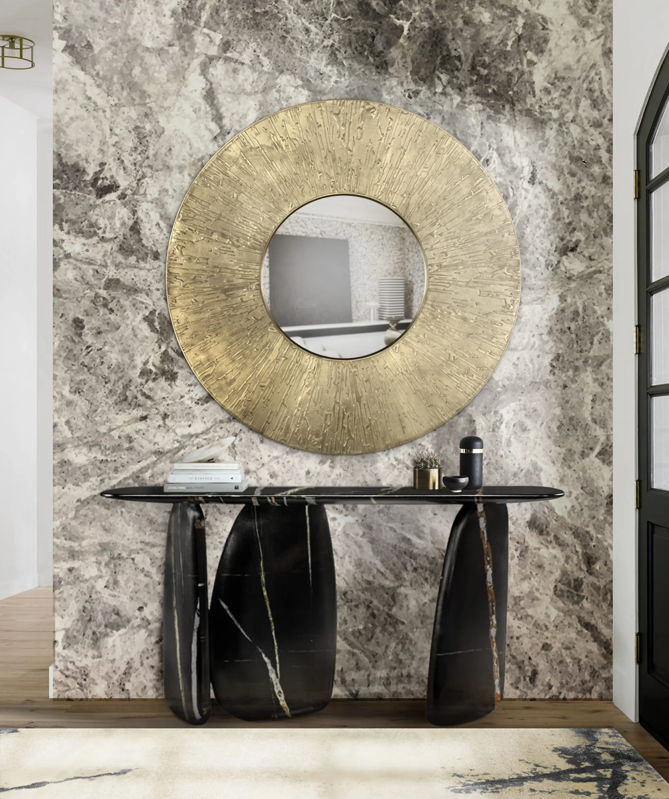 Console noire sculpturale