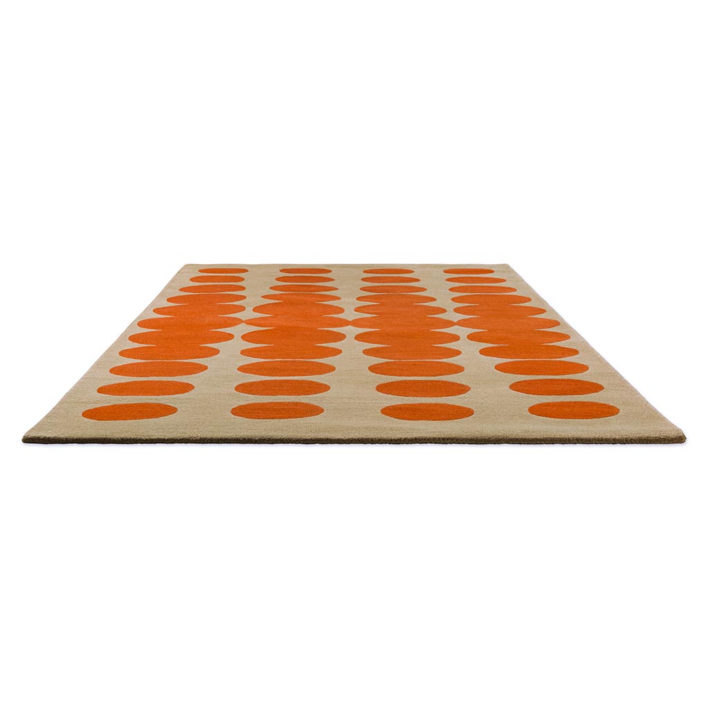 Optical Oval oranje zand designer vloerkleed