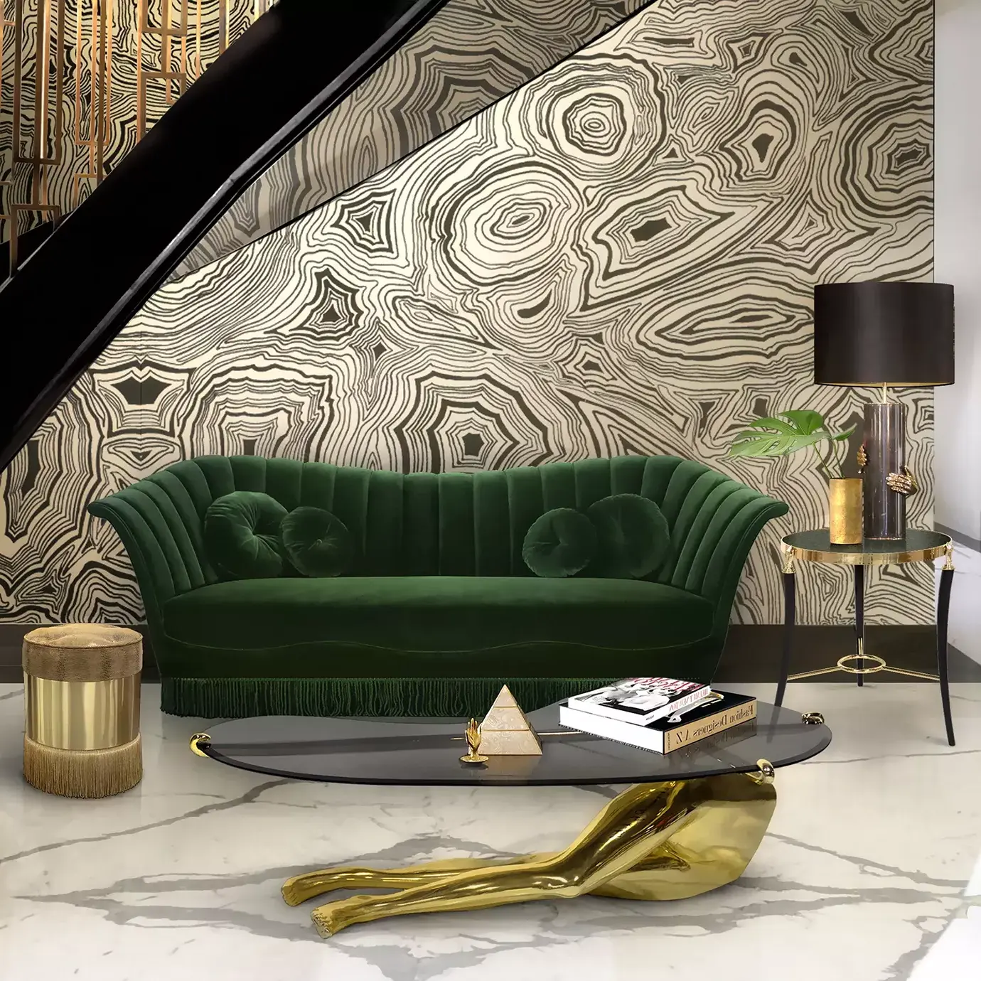Table d’appoint Gisette plumes de paon