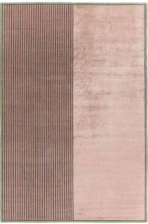 Hand Knotted gestreept wol & viscose vloerkleed