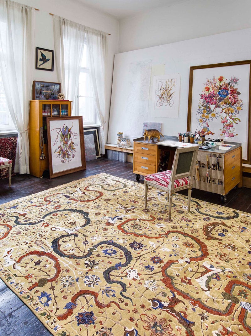Tabriz Yellow luxe vloerkleed