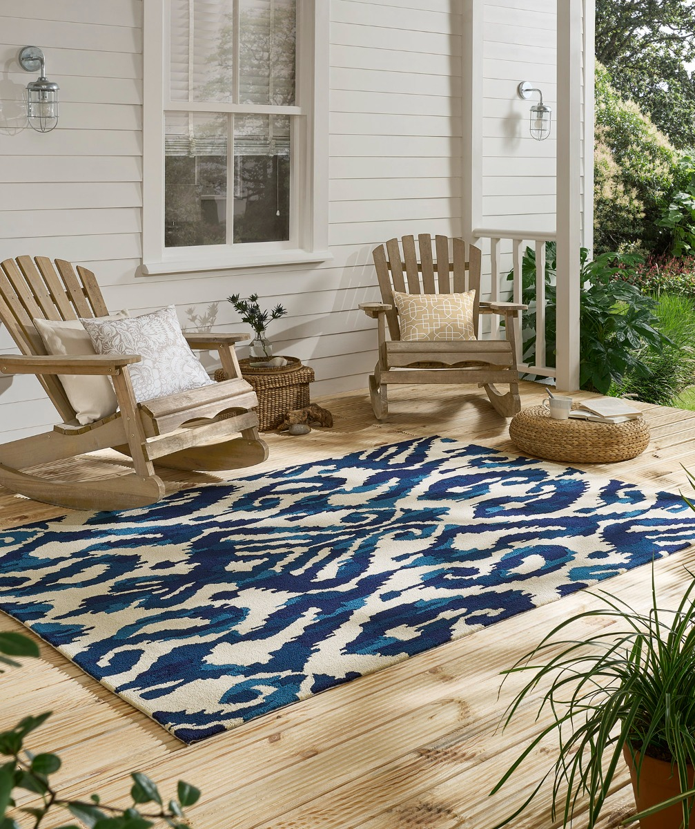 Tapis d’extérieur Kasuri indigo | Taille: 140 × 200 cm