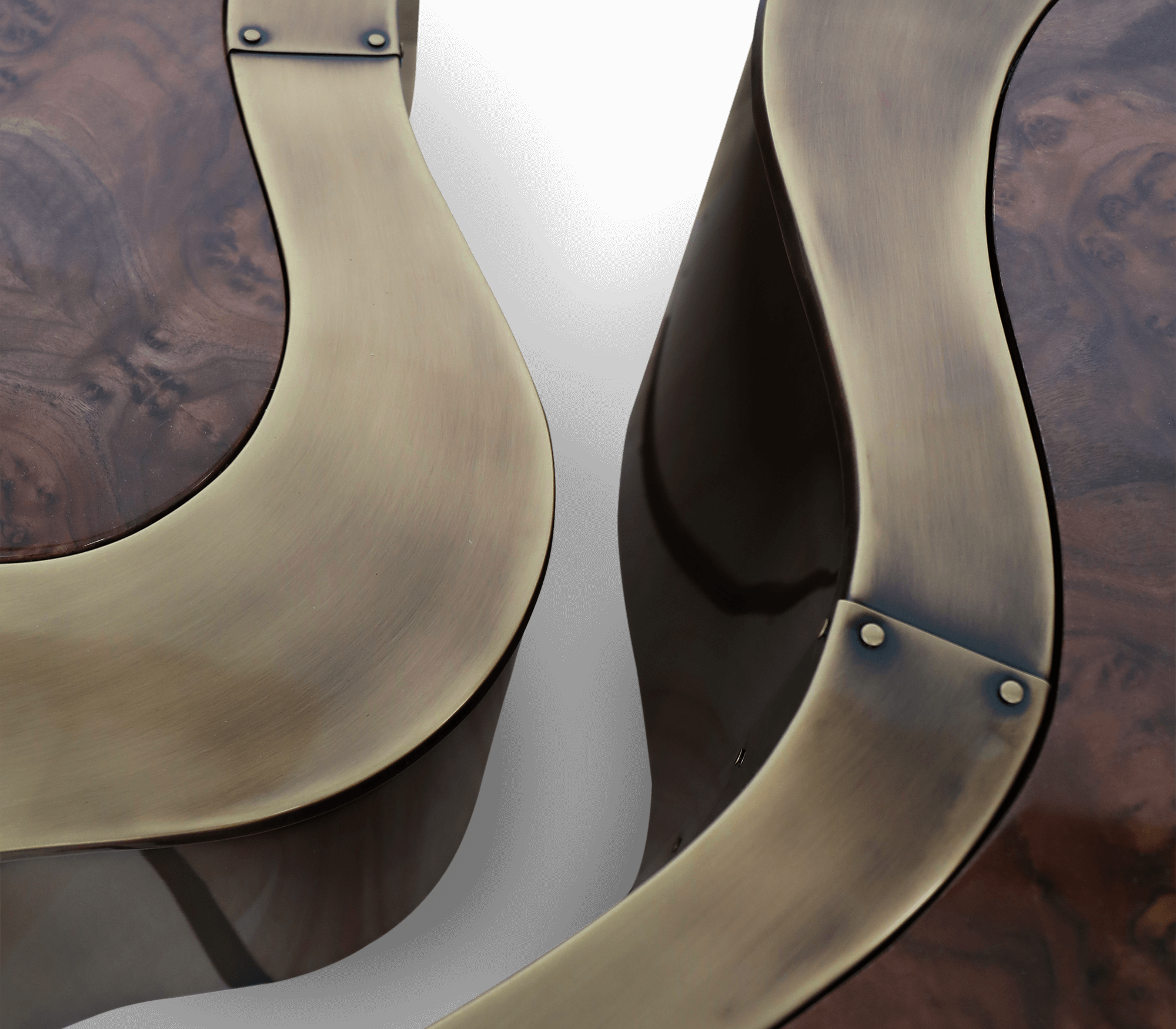Crest patina & walnoot salontafelset