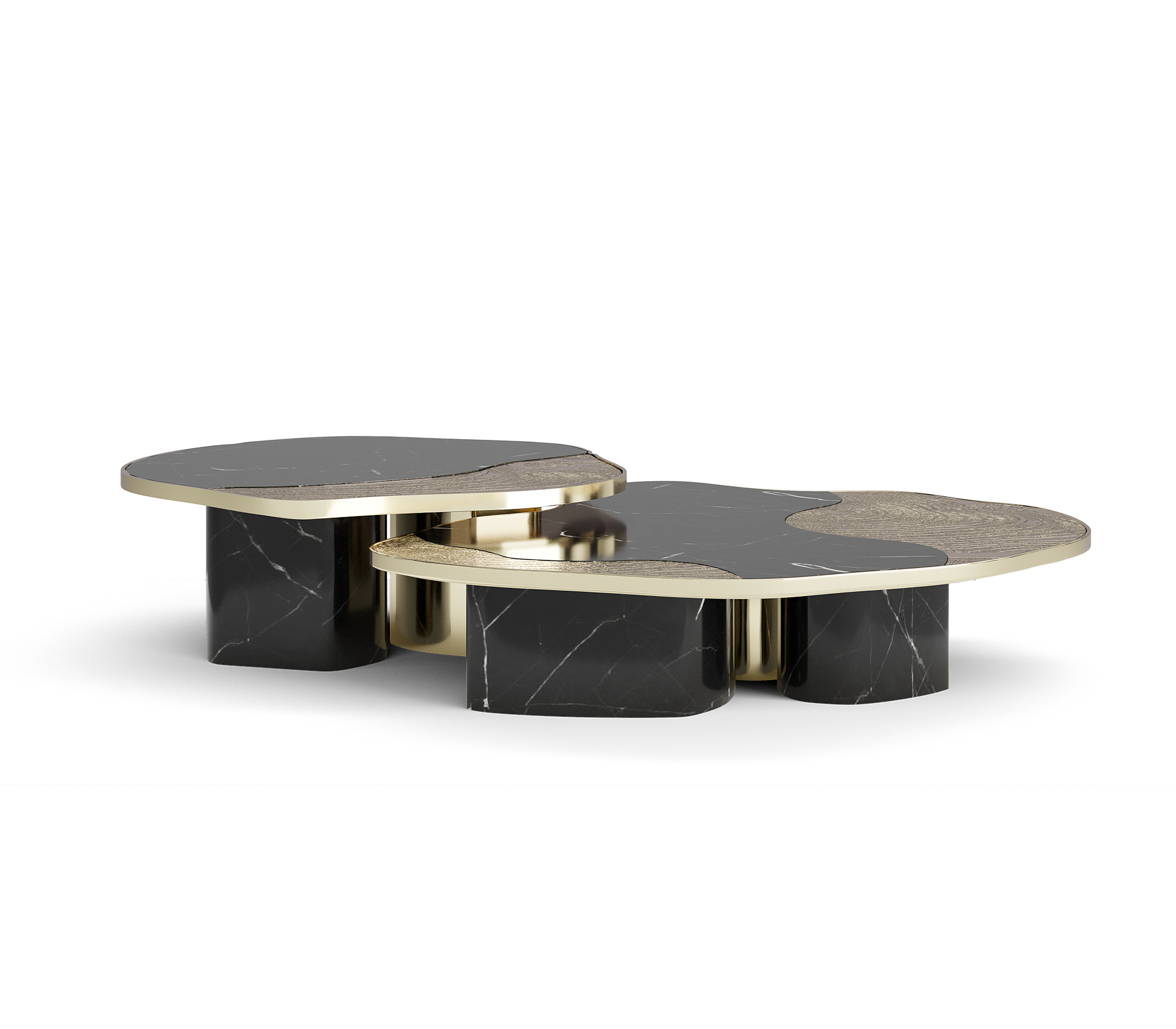 Ensemble de tables Athena marbre Nero & or