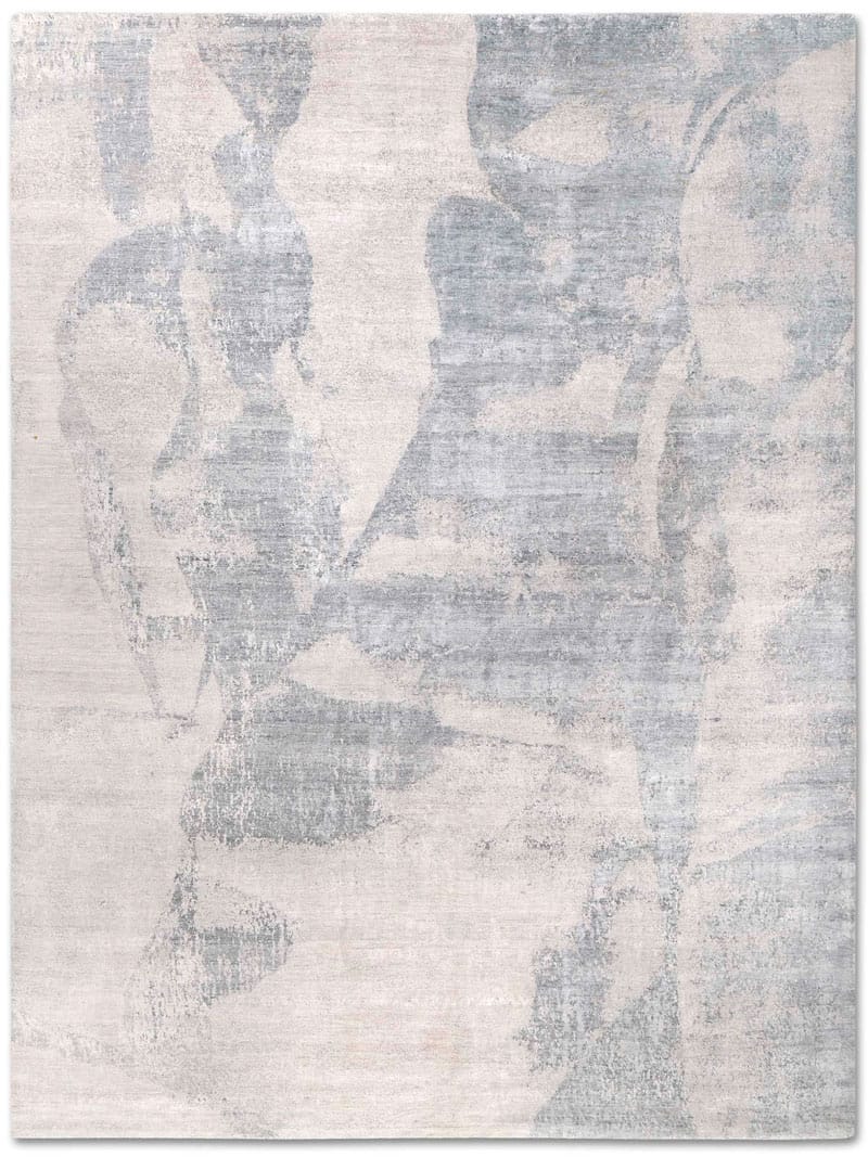 Tapis noué à la main gris beige | Taille: 365 × 457 cm
