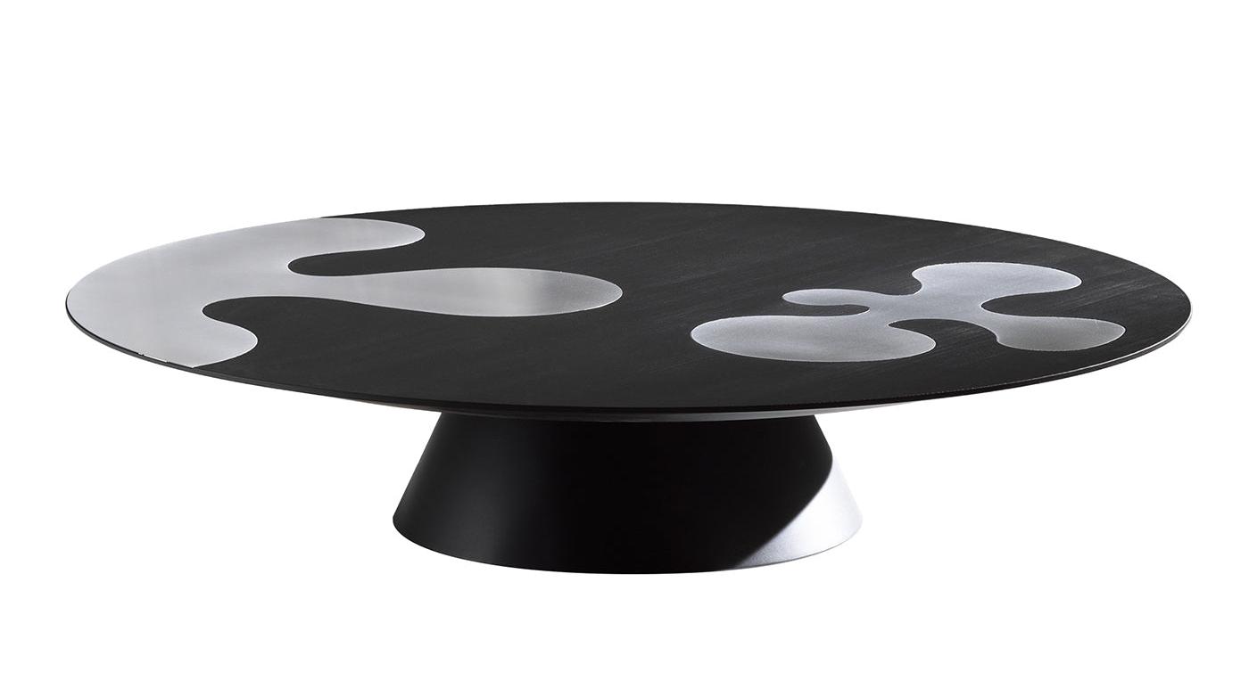 Ronde zwarte salontafel