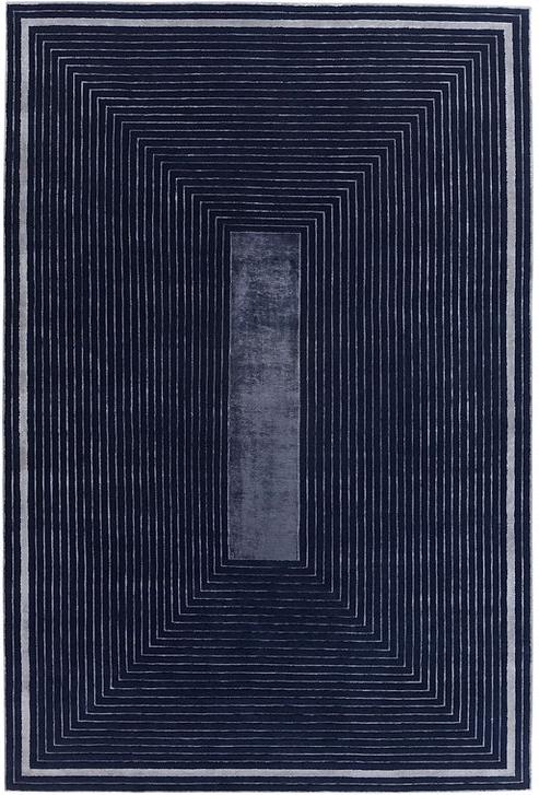 Tapis noué à la main cadre violet laine & viscose