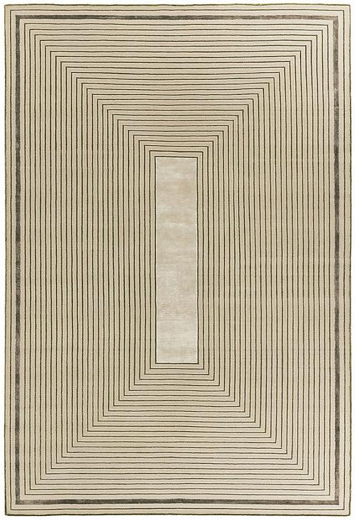 Tapis noué à la main cadre beige laine & viscose