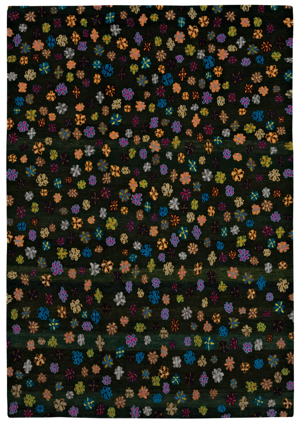Tapis Little Flowers vert foncé | Taille: 250 × 300 cm