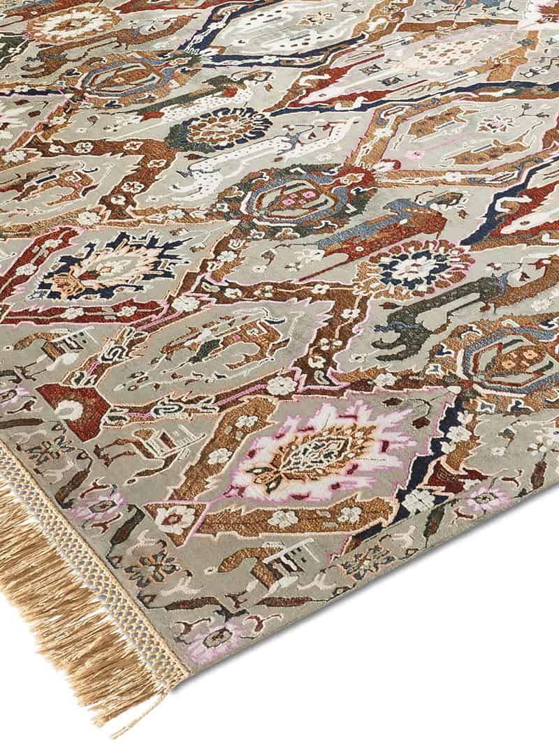 Tapis de luxe fait main KavaBagh gris vert