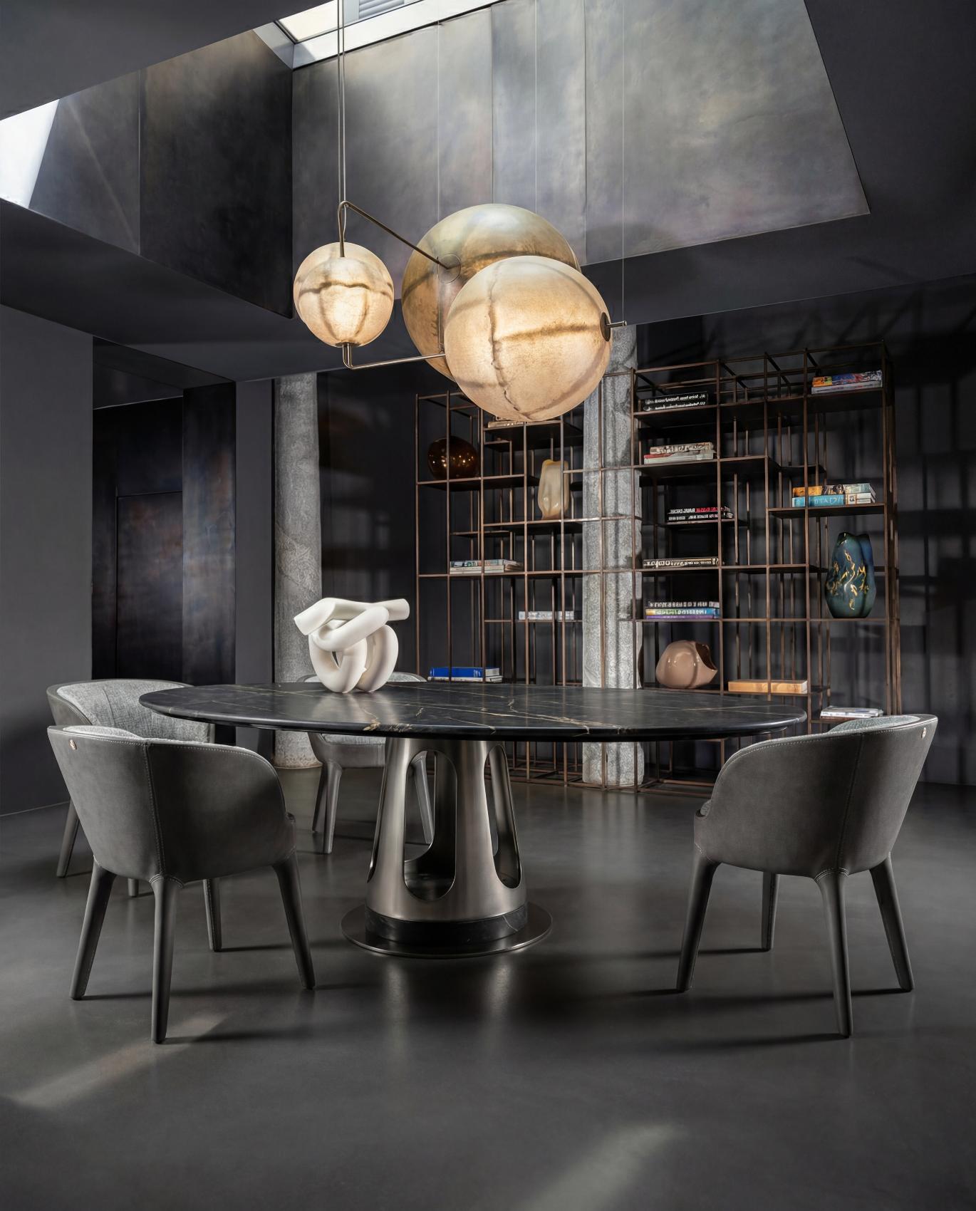 Table à manger Aura avec plateau en marbre