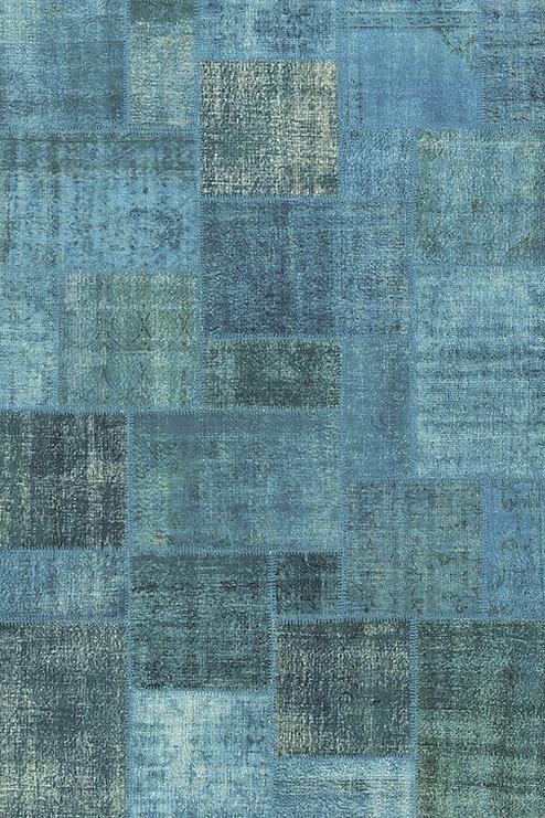 Donkerturkoois patchwork vloerkleed | Maat: 300 × 400 cm