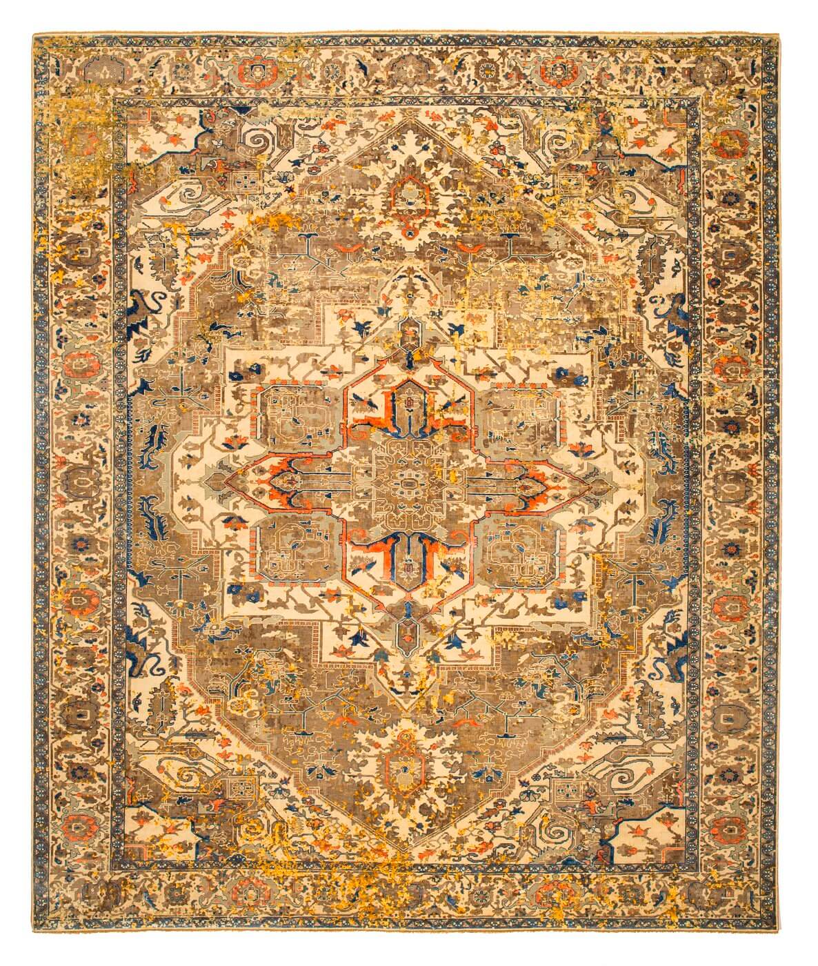 Tapis Serapi Westminster Artwork 21 beige orange en soie