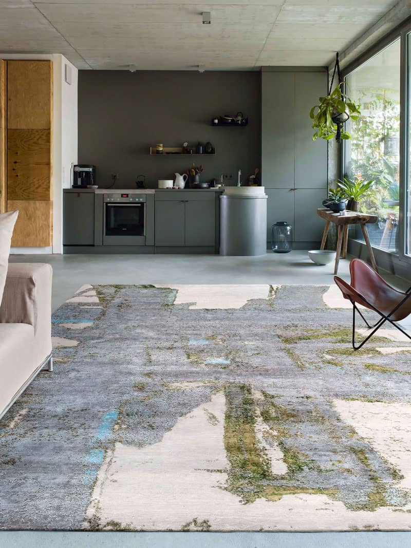 Tapis tissé main Green Rust | Taille: 365 × 457 cm