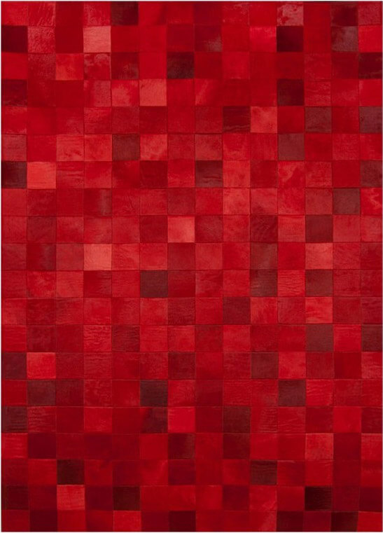 Tapis en peau de vache Mosaic rouge | Taille: 200 × 300 cm