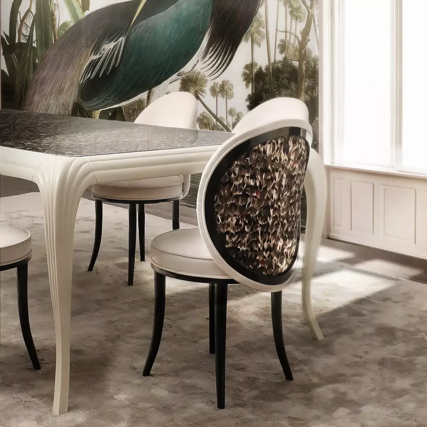 Chaise de salle à manger Mistral Folie à dossier plumes