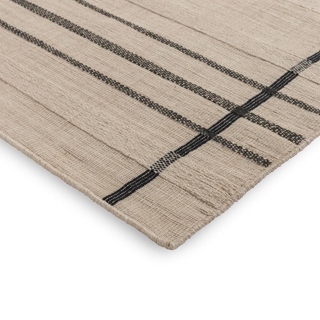Zona houtskool lijn outdoor vloerkleed | Maat: 140 × 200 cm