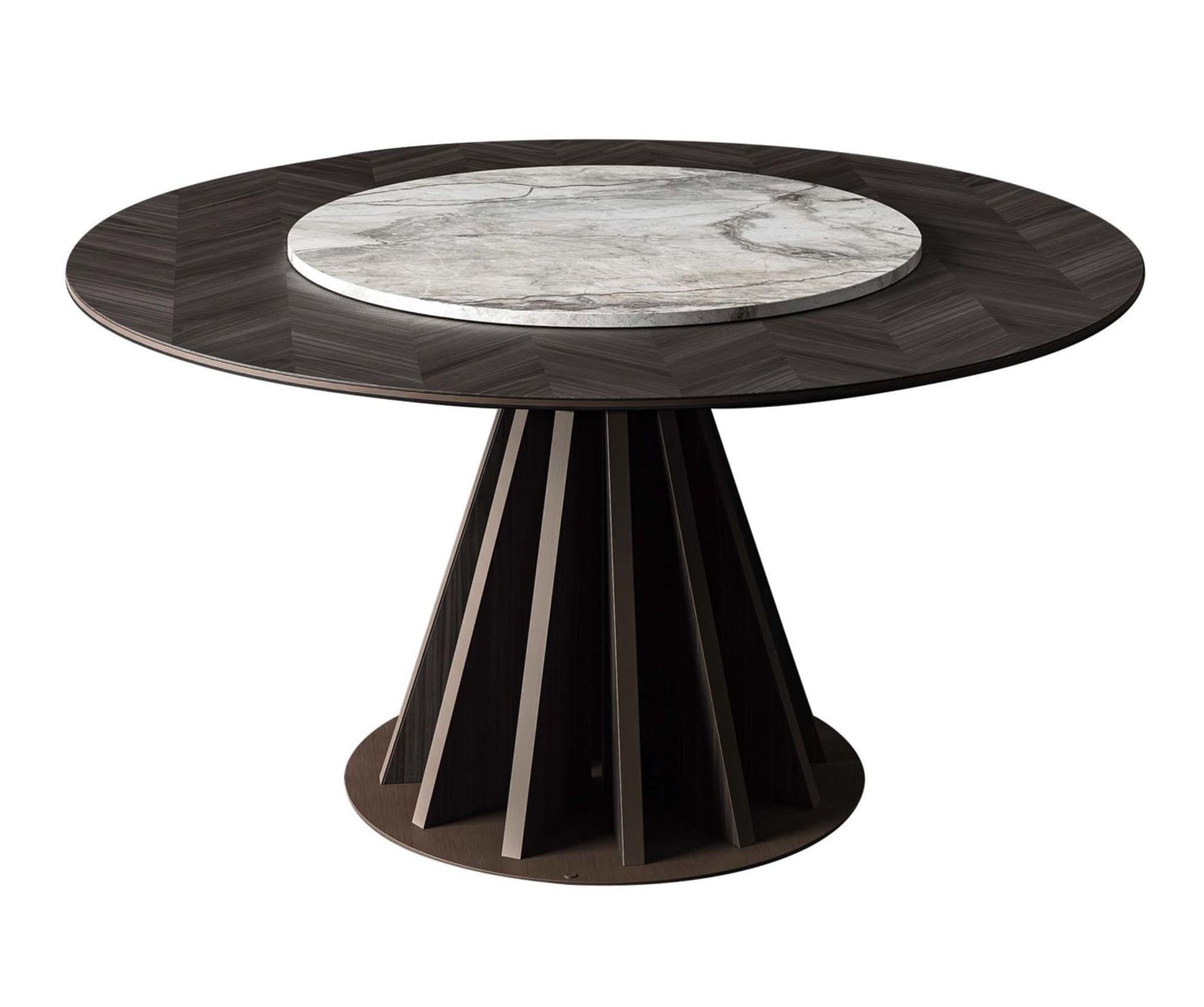 Table ronde en marbre et bois | Dimensions: Ø 160 cm | Configuration: Zonder draaiplateau