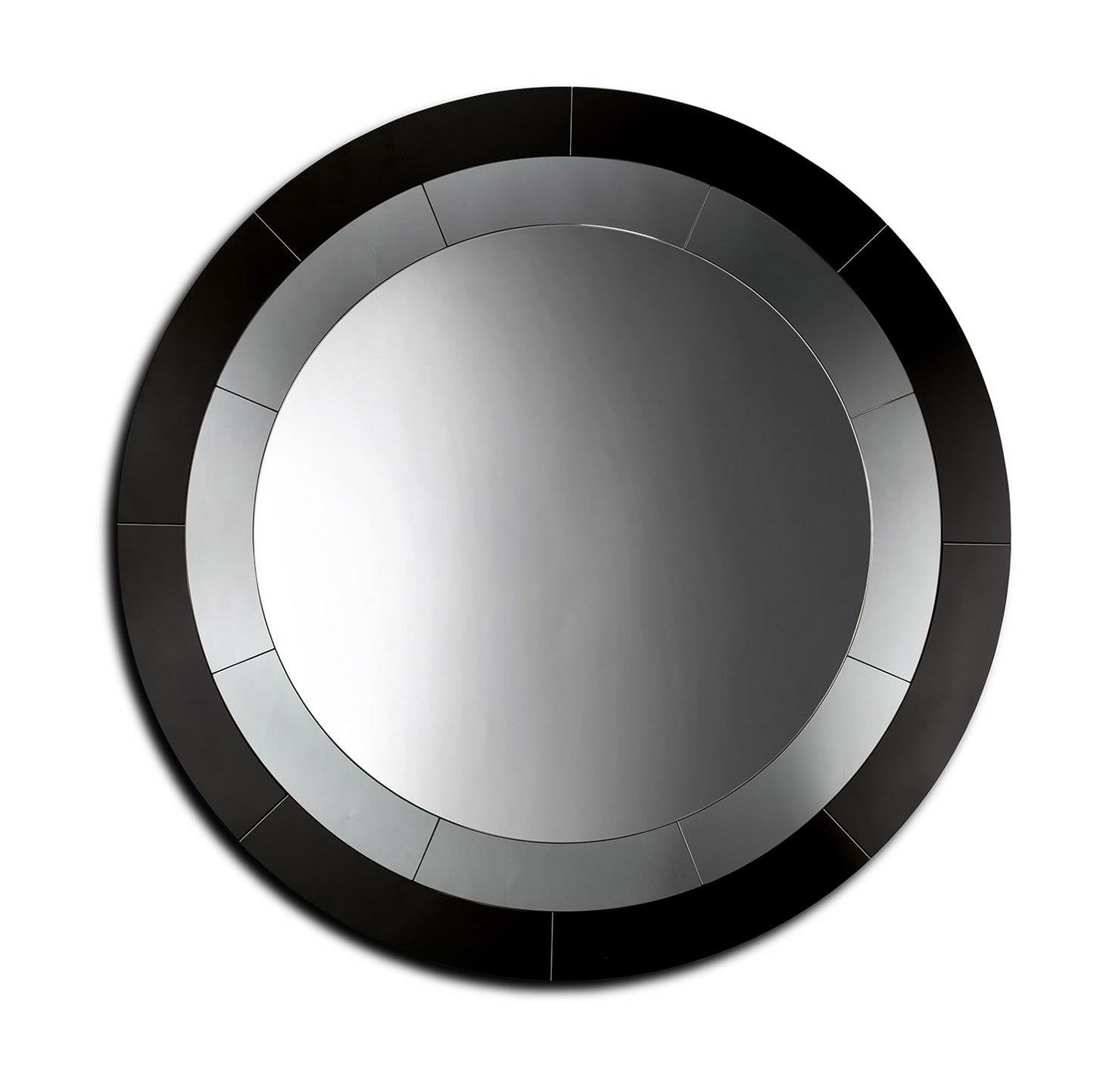 Miroir mural rond en verre fumé avec incrustations élégantes